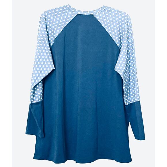 SOUTHERN STITCH LONG SLEEVE PULL-OVER CHRISTMAS TOP, WOMENS, XL, BLUE/WHITE/RED - Picture 5 of 10